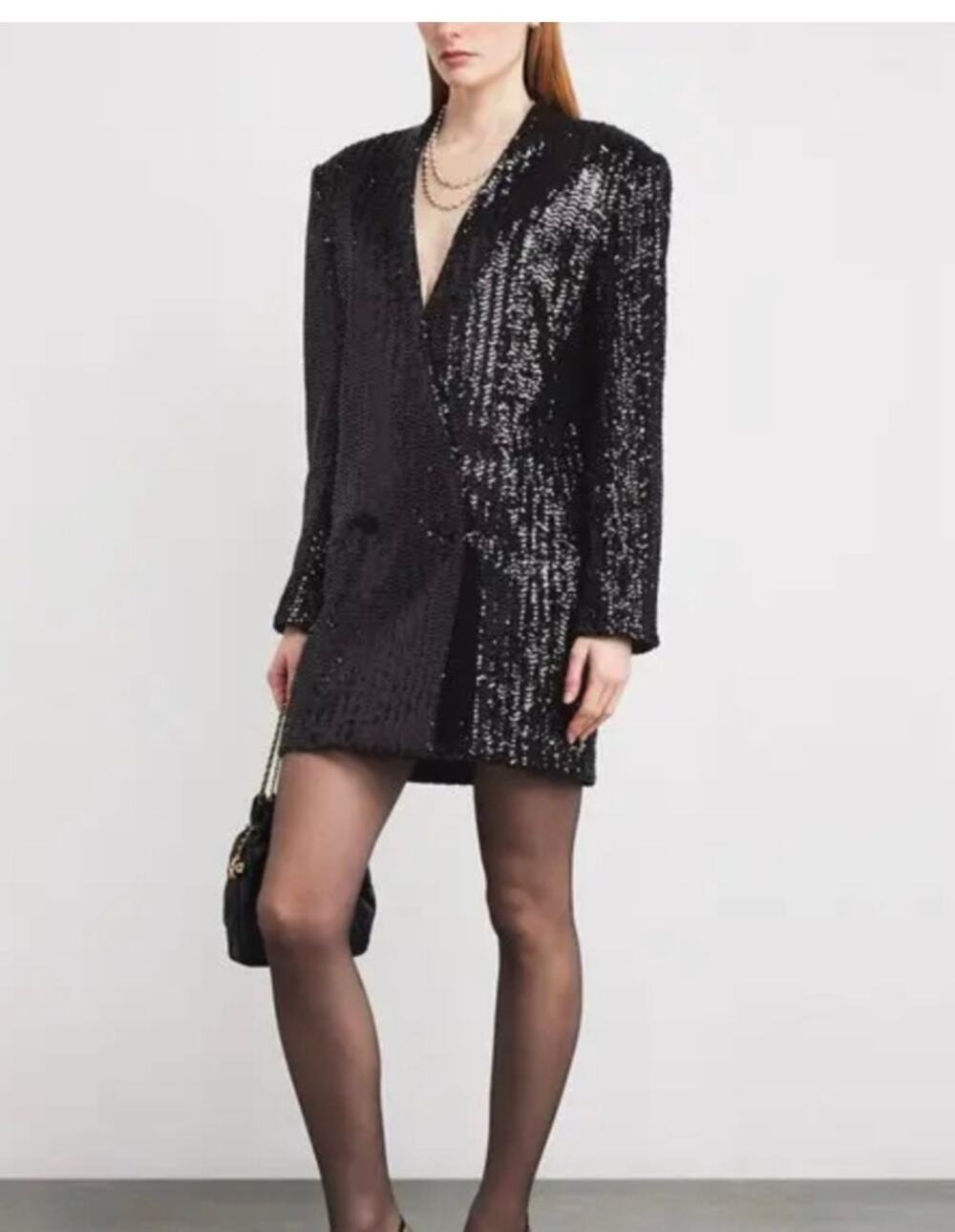 Revolve ANINE BING Veneda Black sequin blazer Mini Dress XS new with tags